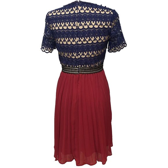 JAX Black Label Women's Short Sleeve Dress‎ Size 4 Lace Top Pleated Bottom - Picture 6 of 10